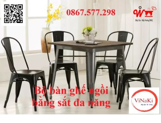 Bộ bàn ghế ngồi bằng sắt đa năng