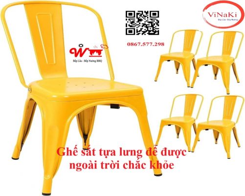 Ghế sắt tựa lưng để được ngoài trời chắc khỏe