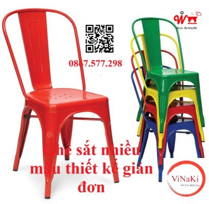 Ghế sắt nhiều màu thiết kế giản đơn